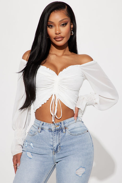 White off the outlet shoulder top fashion nova