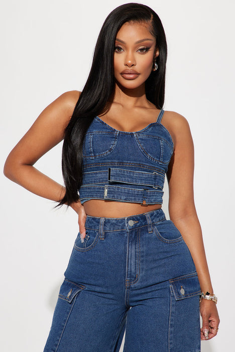 Givin' Looks Denim Top - Medium Wash | Fashion Nova, Shirts & Blouses | Fashion  Nova