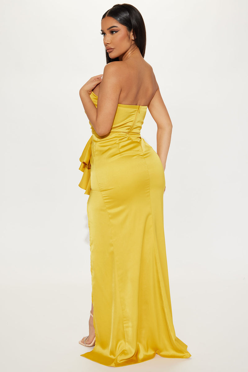 Best For Last Satin Maxi Dress - Mustard | Fashion Nova, Dresses ...