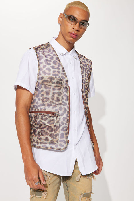 Leopard Mesh Utility Vest Multi Color