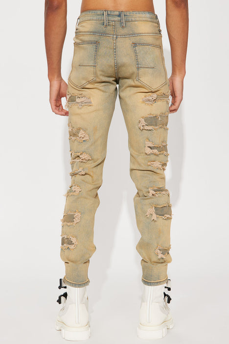 Controlled Ripped Skinny Jeans Vintage Blue Wash Fashion Nova
