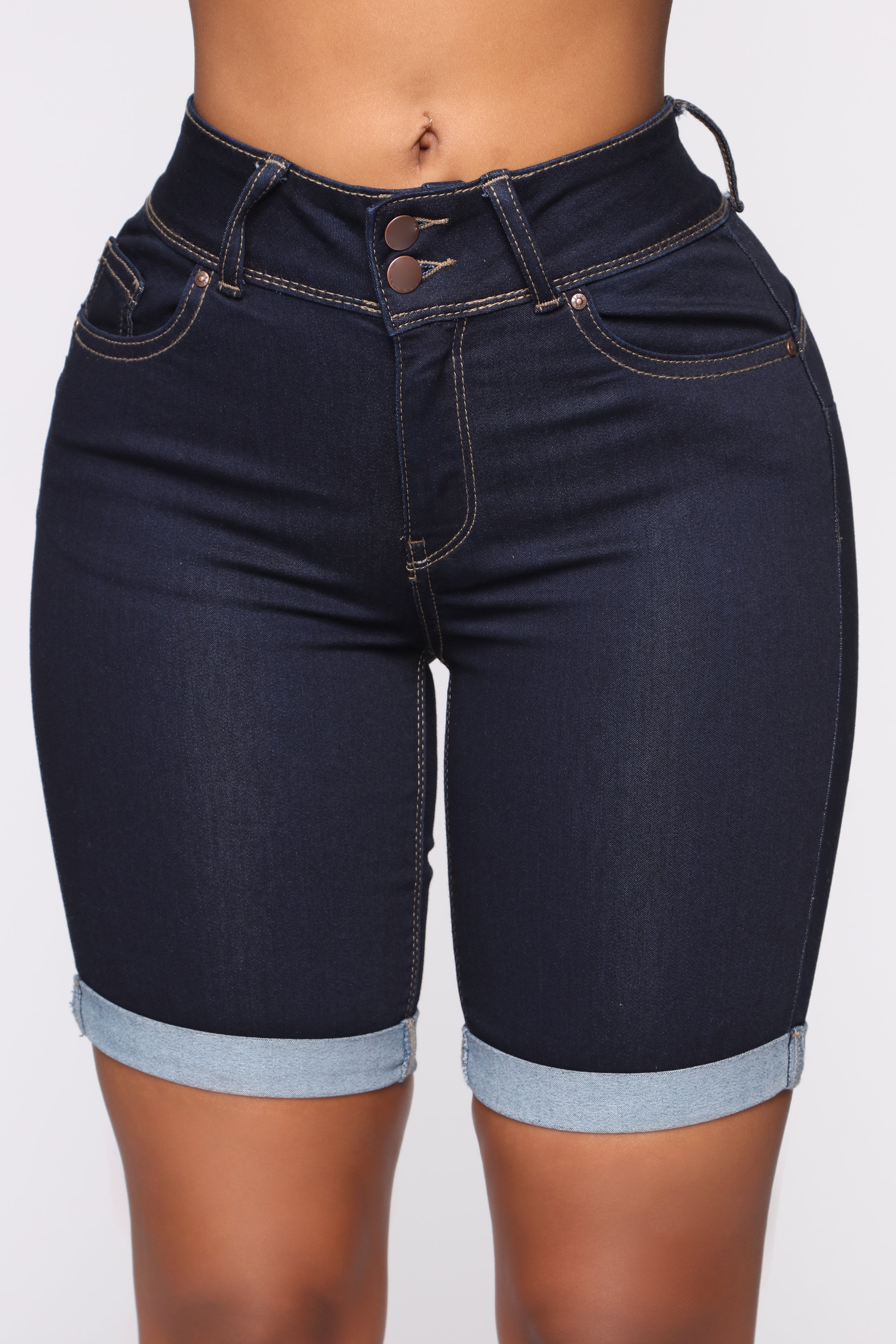 Dark denim bermuda clearance shorts