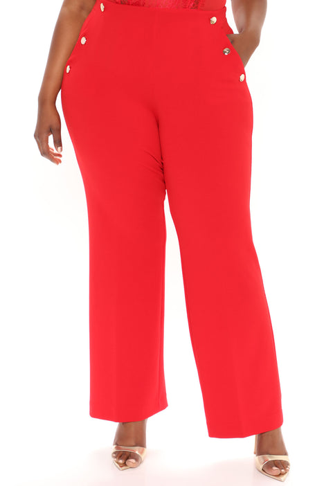 Plus size red dress pants hot sale