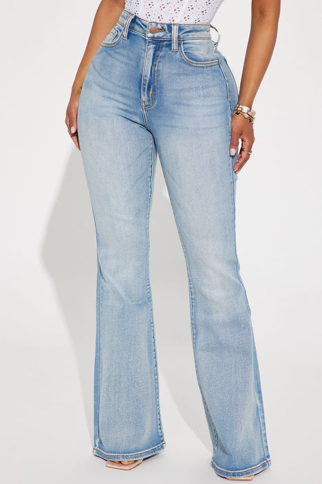 Let Them Know Stretch Flare Jean - Light Wash
