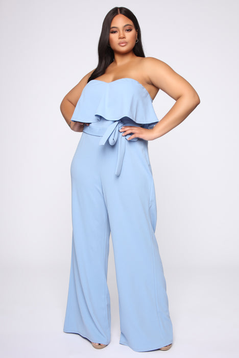 Light blue shop jumpsuit plus size