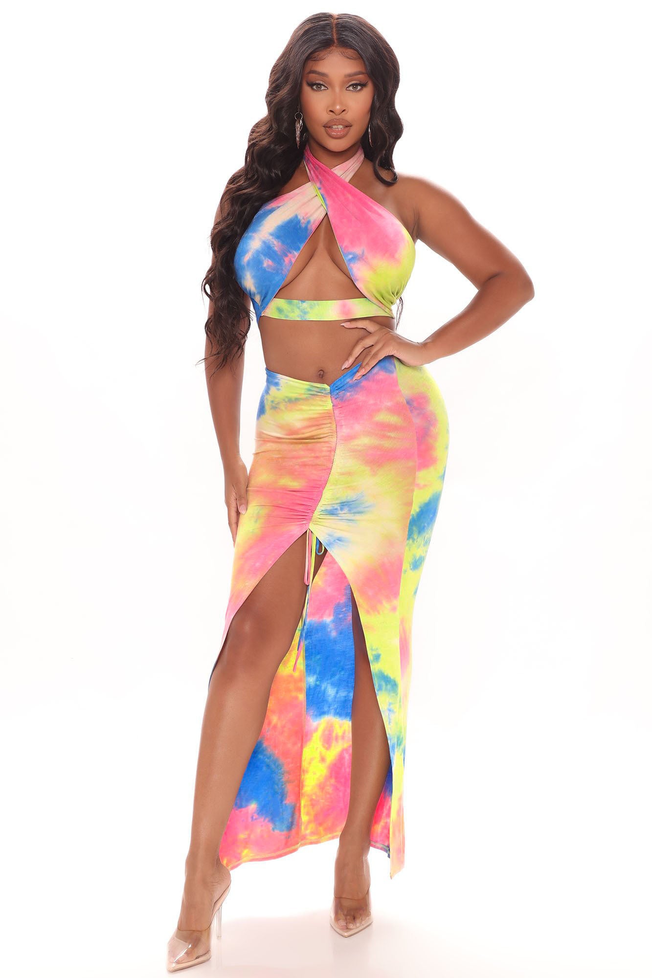 Let s Groove Tie Dye Skirt Set Blue combo