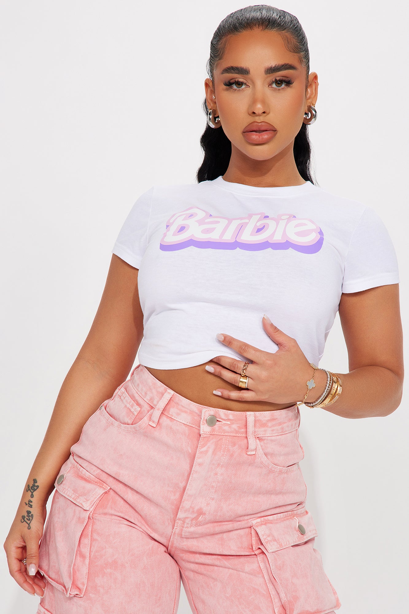 Barbie Girl Fitted Graphic Tee White Fashion Nova Screens