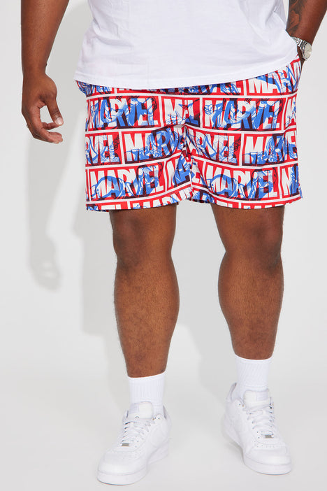 Marvel Title Swim Trunks Red