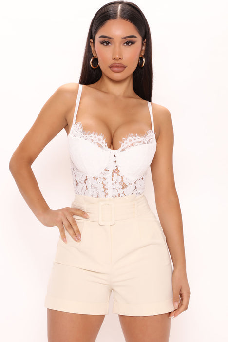 Undeniable Attraction Lace Bodysuit - White