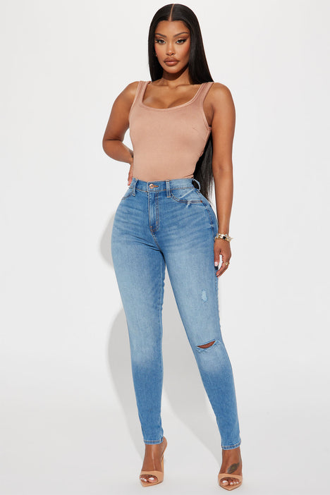 Kalie Curvy Compression Skinny Jean - Medium Wash, Fashion Nova, Jeans