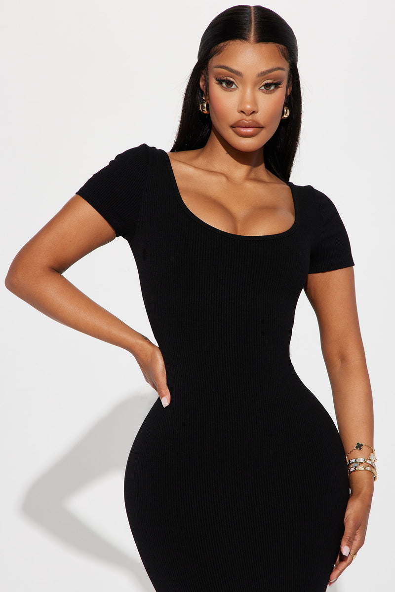 Veronica Snatched Midi Dress - Black | Fashion Nova, Dresses | Fashion Nova
