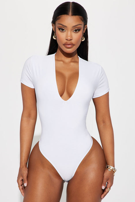 Take The Plunge Lined Bodysuit White