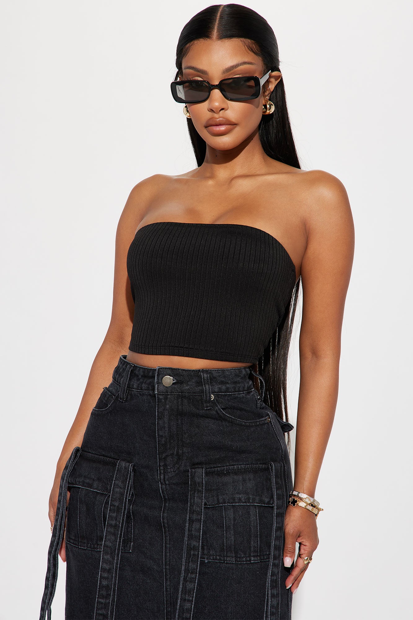Women's Rib-knit tube top with Oval D | Blue | Diesel
