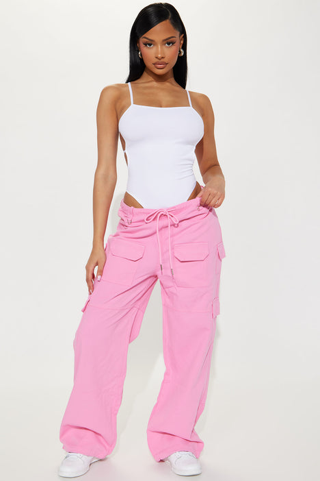 Baby pink cargo trousers top