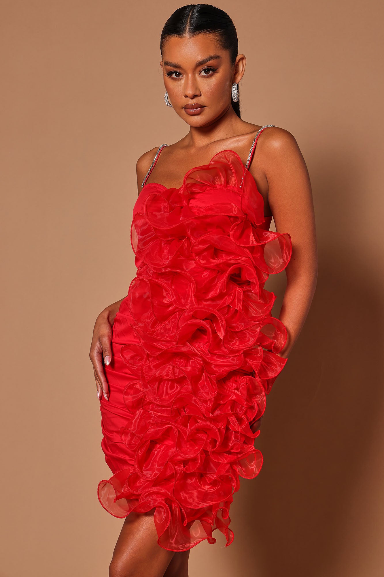 Fashion nova store red ruffle dress