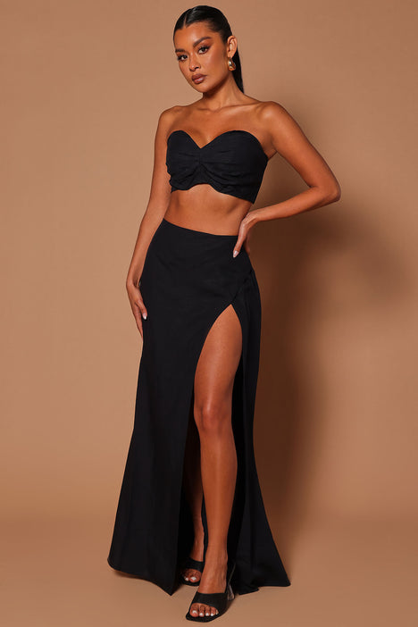 Marissa Linen Maxi Skirt Black Fashion Nova Luxe Fashion Nova
