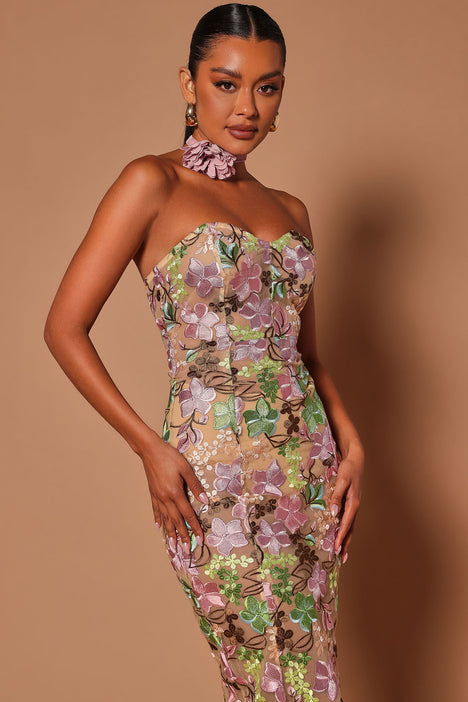 Floral embroidered top deals combo midi dress