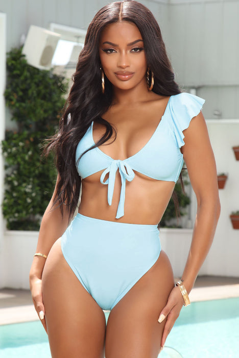 Spring Break Fling Ruffle 2 Piece Bikini Light Blue
