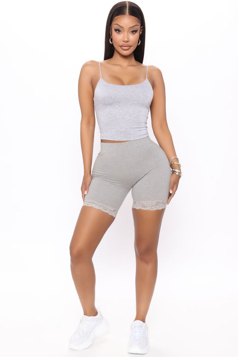 Something Girly Biker Short Heather Grey Fashion Nova Shorts