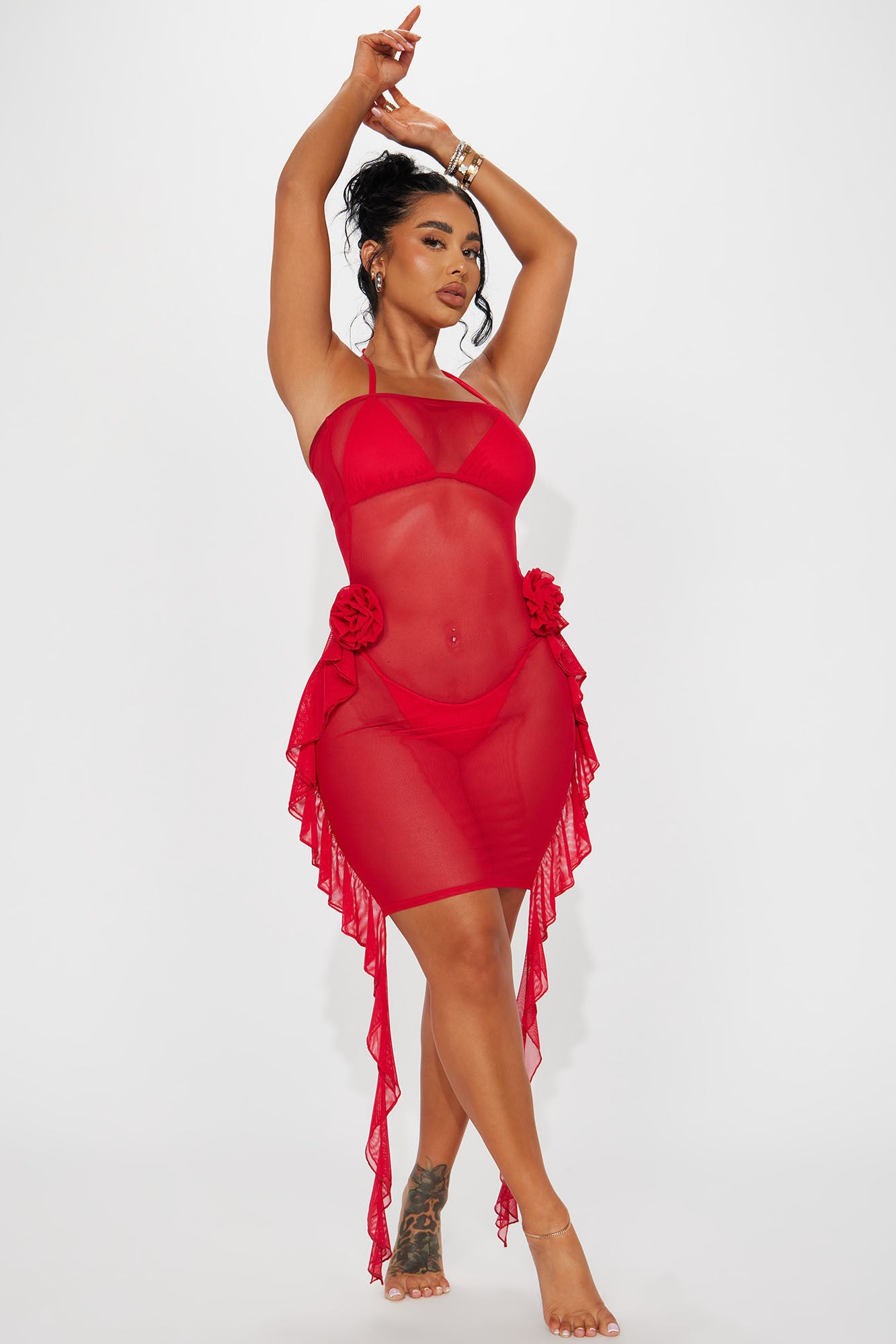 Red cover up store dress