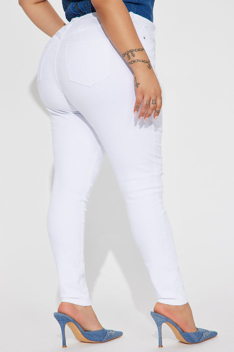 Ruby Ripped High Rise Stretch Skinny Jeans White