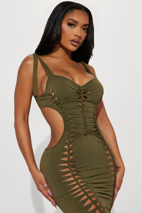 Fashion nova olive green dress top