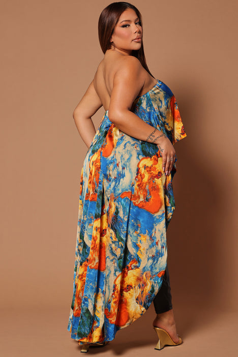 Eva High Low Satin Top Royal combo Fashion Nova Luxe