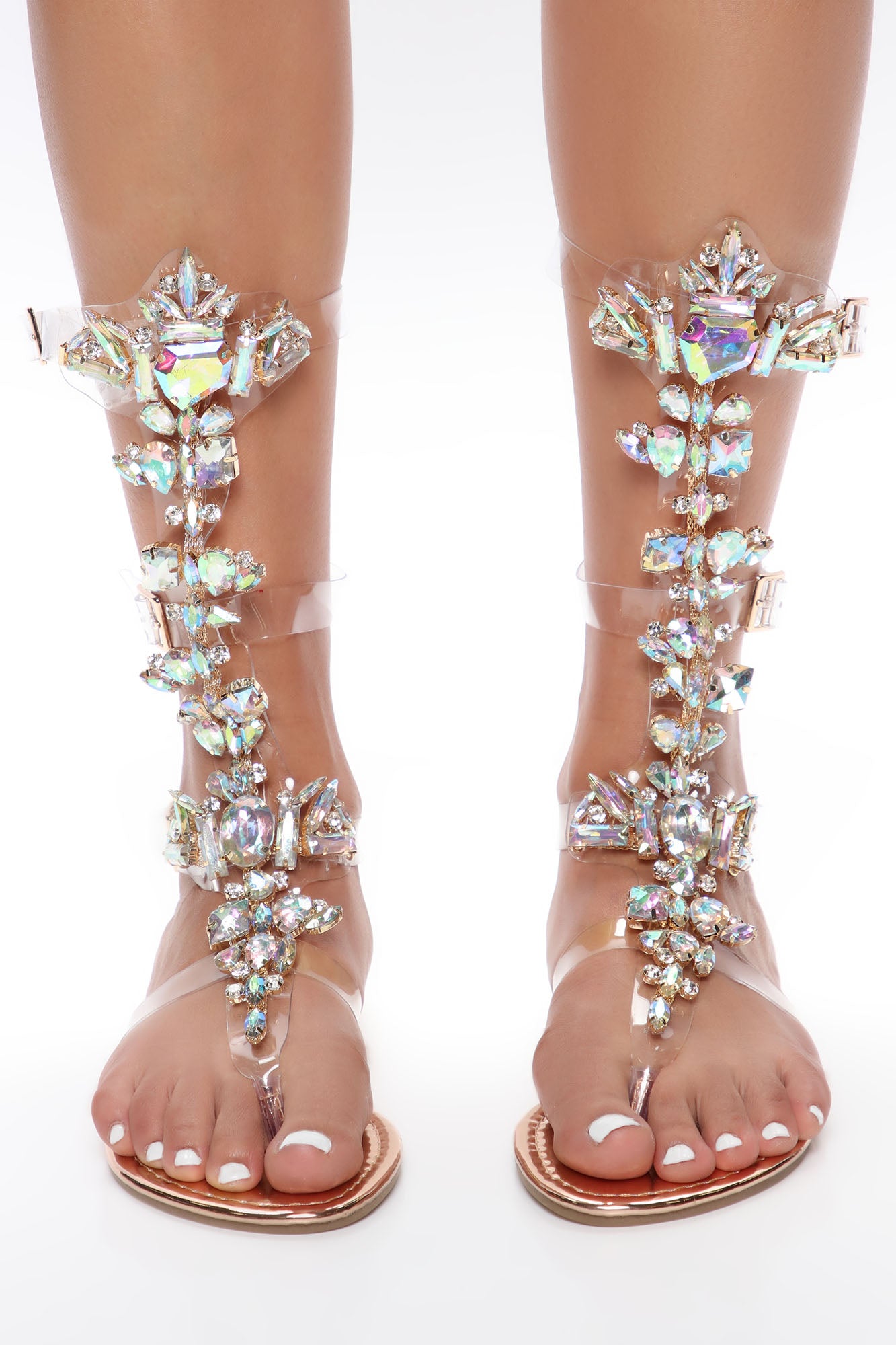 Forever Glow Flat Sandal Rose Gold Fashion Nova Shoes
