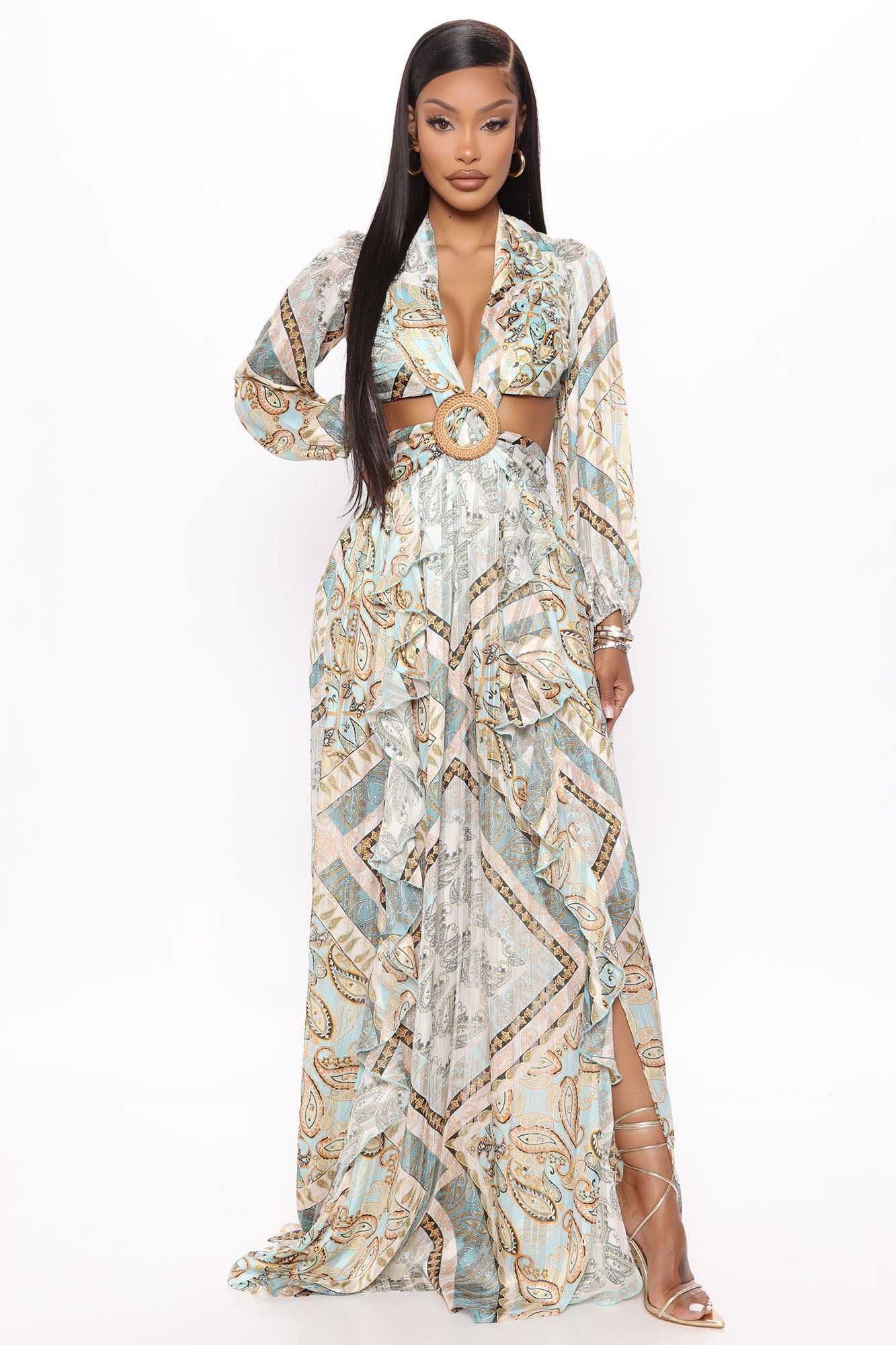 Vacation maxi 2025 dress with sleeves