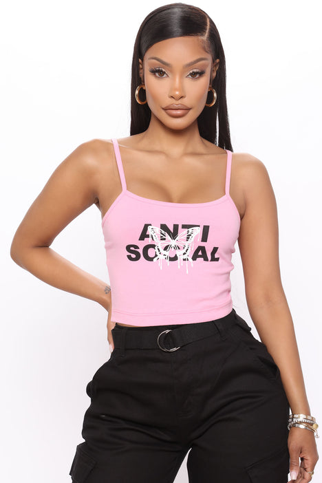 I m Not Social Tank Top Pink Fashion Nova Screens Tops and