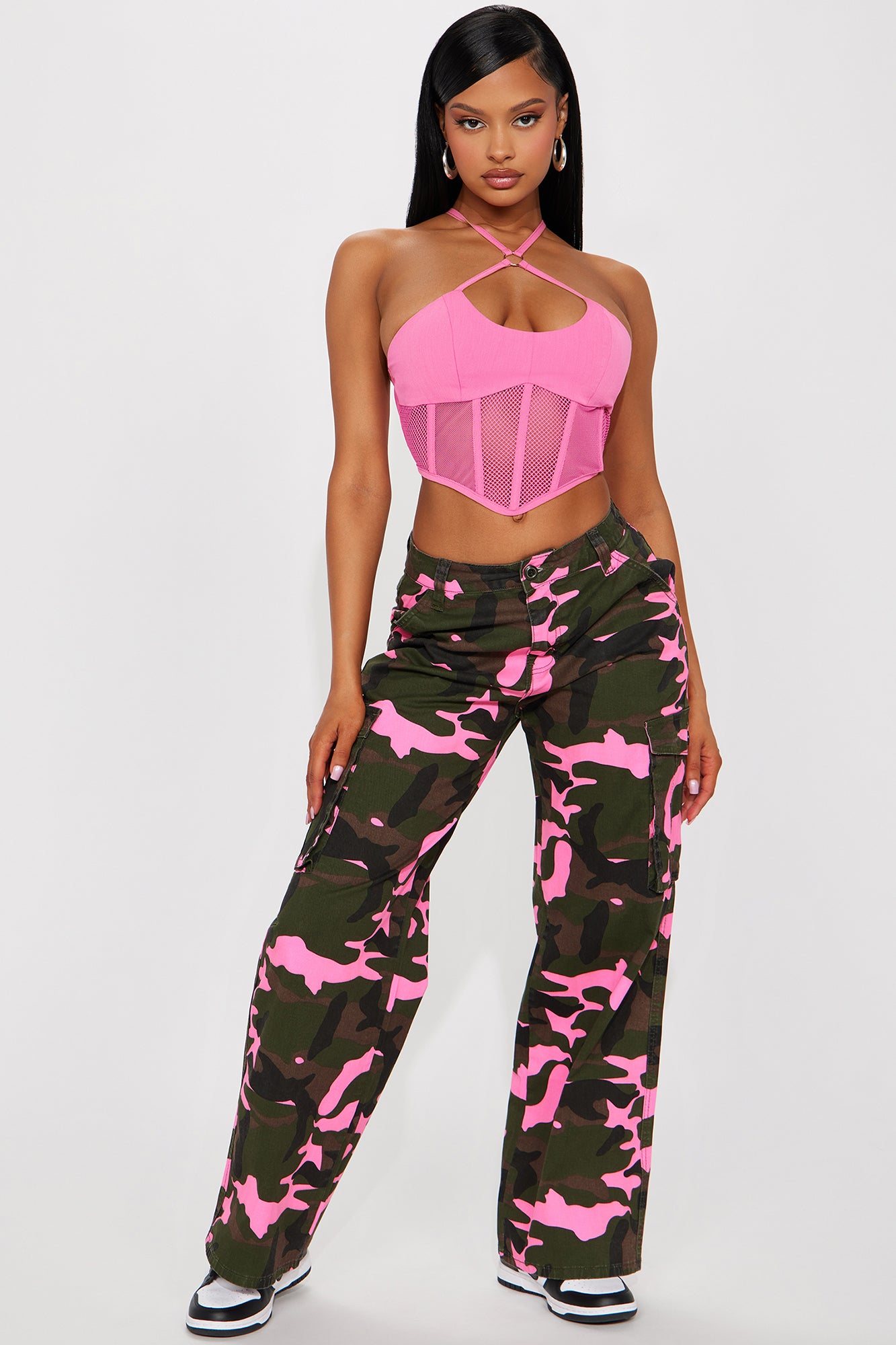 Outta Control Camo Cargo Pant Pink combo Fashion Nova Pants