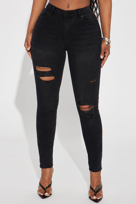 Black distressed skinny jeans womens shop