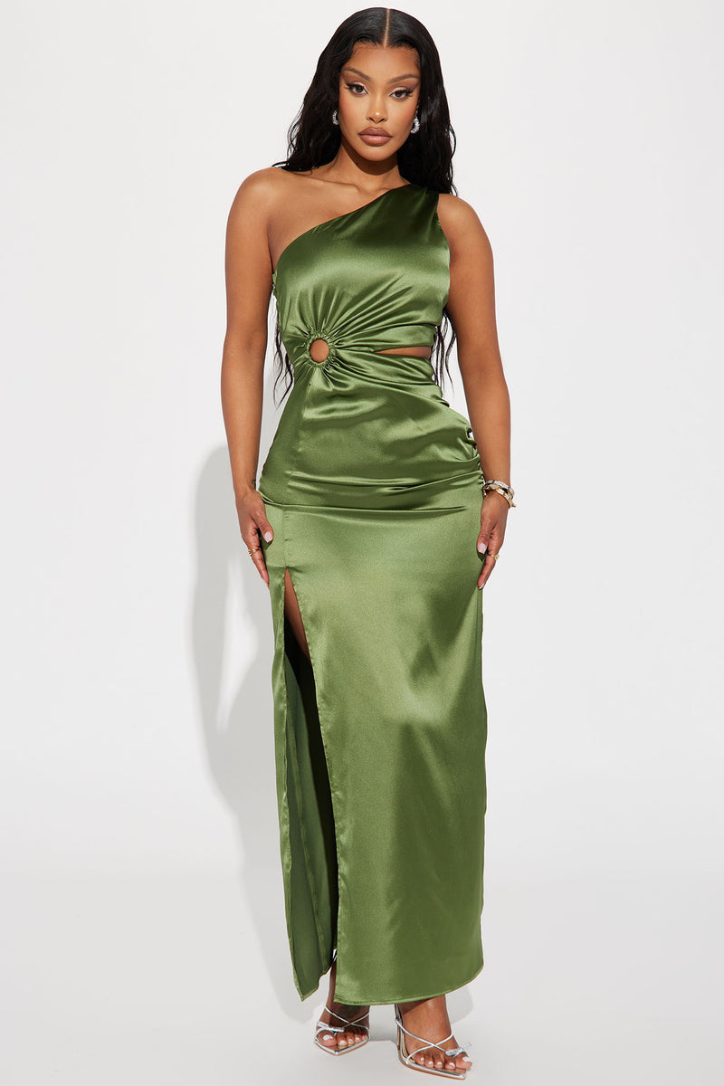 Selene Satin Maxi Dress - Olive | Fashion Nova, Dresses | Fashion Nova