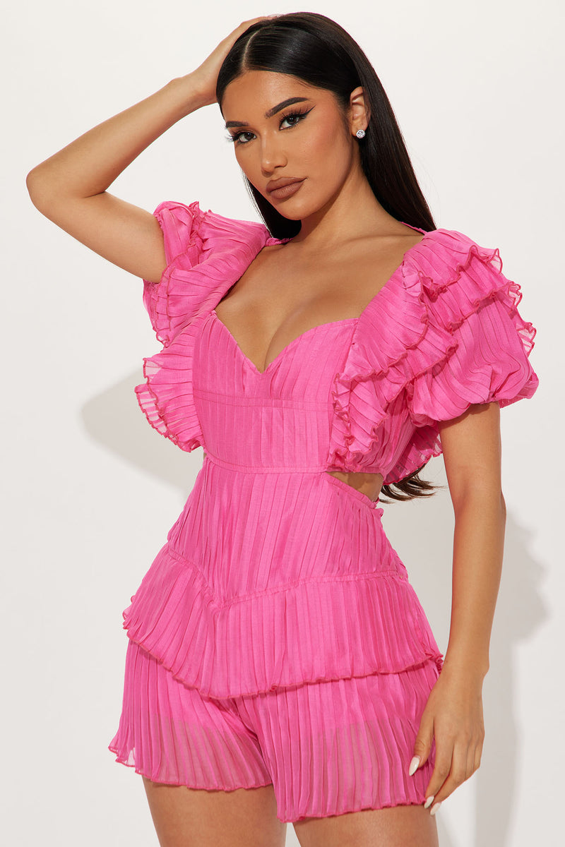 Dazzy Pleated Romper - Pink | Fashion Nova, Rompers | Fashion Nova