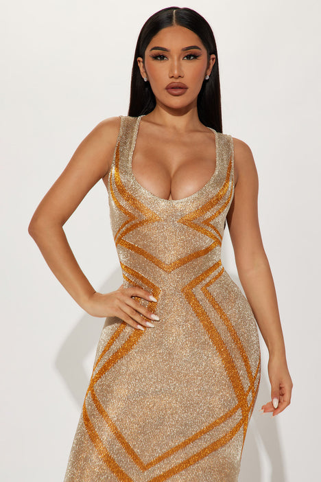 Metallic 2025 orange dress