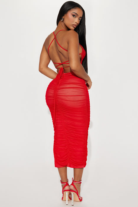 DOMENICA Sweetheart Neckline Bandage Maxi long Dress - Red – MALVI PARIS