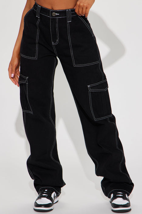 Tall Give Me A Break Cargo Carpenter Jeans - Black, Fashion Nova, Jeans