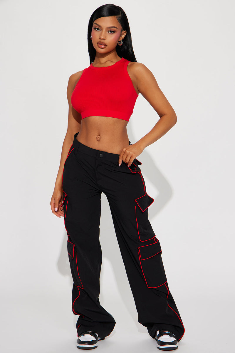 Taylor Contrast Piping Cargo Pant - Black/Red | Fashion Nova, Pants ...