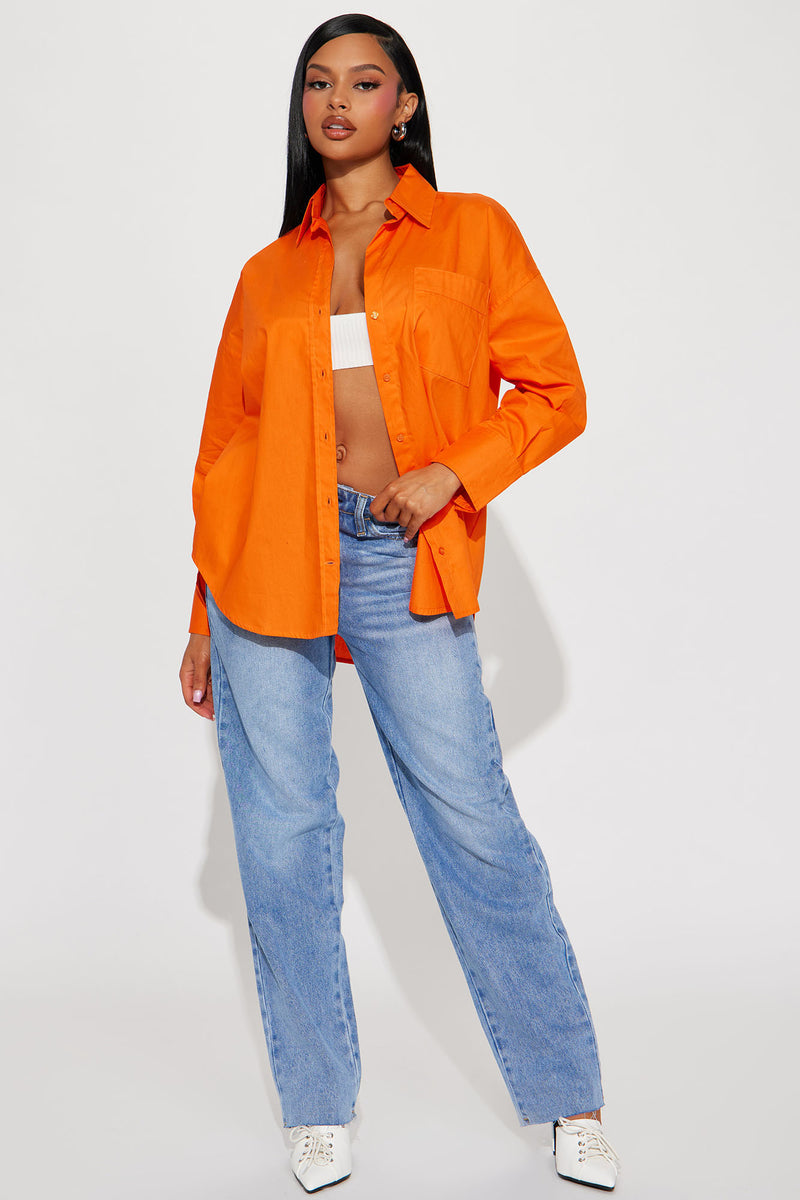 Closet Staple Poplin Shirt - Orange | Fashion Nova, Shirts & Blouses ...