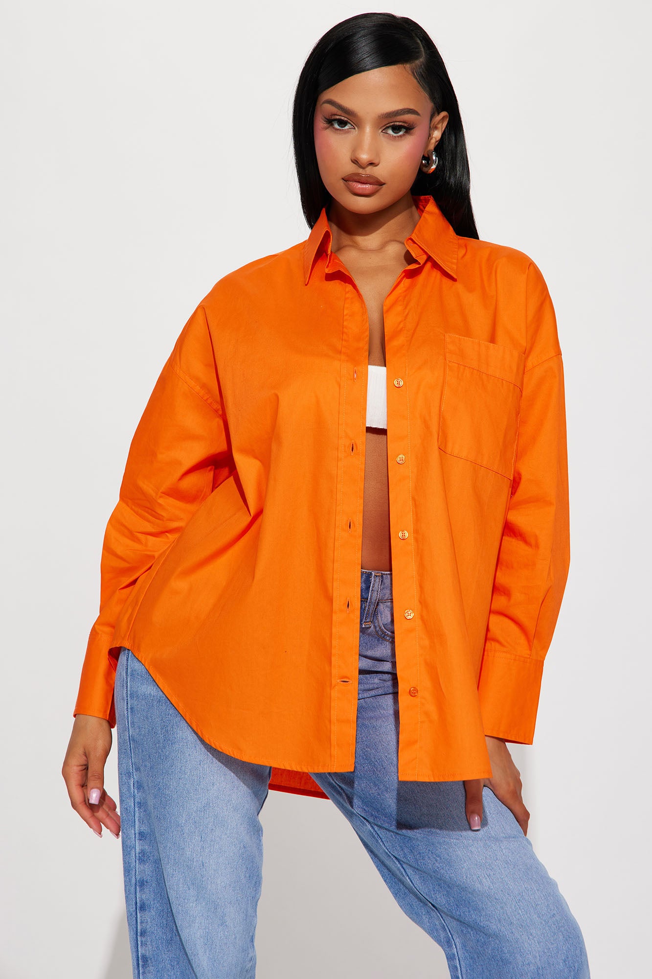 orange button up