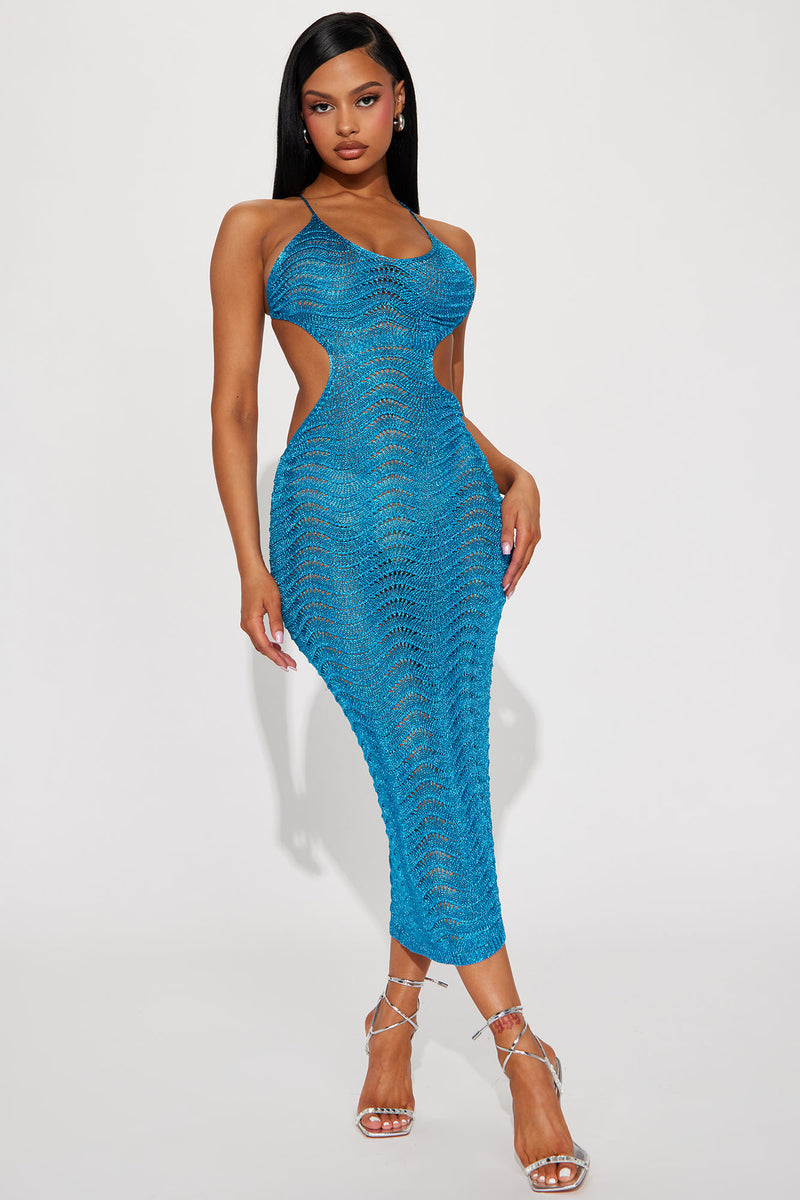 Alora Crochet Knit Dress - Turquoise | Fashion Nova, Dresses | Fashion Nova