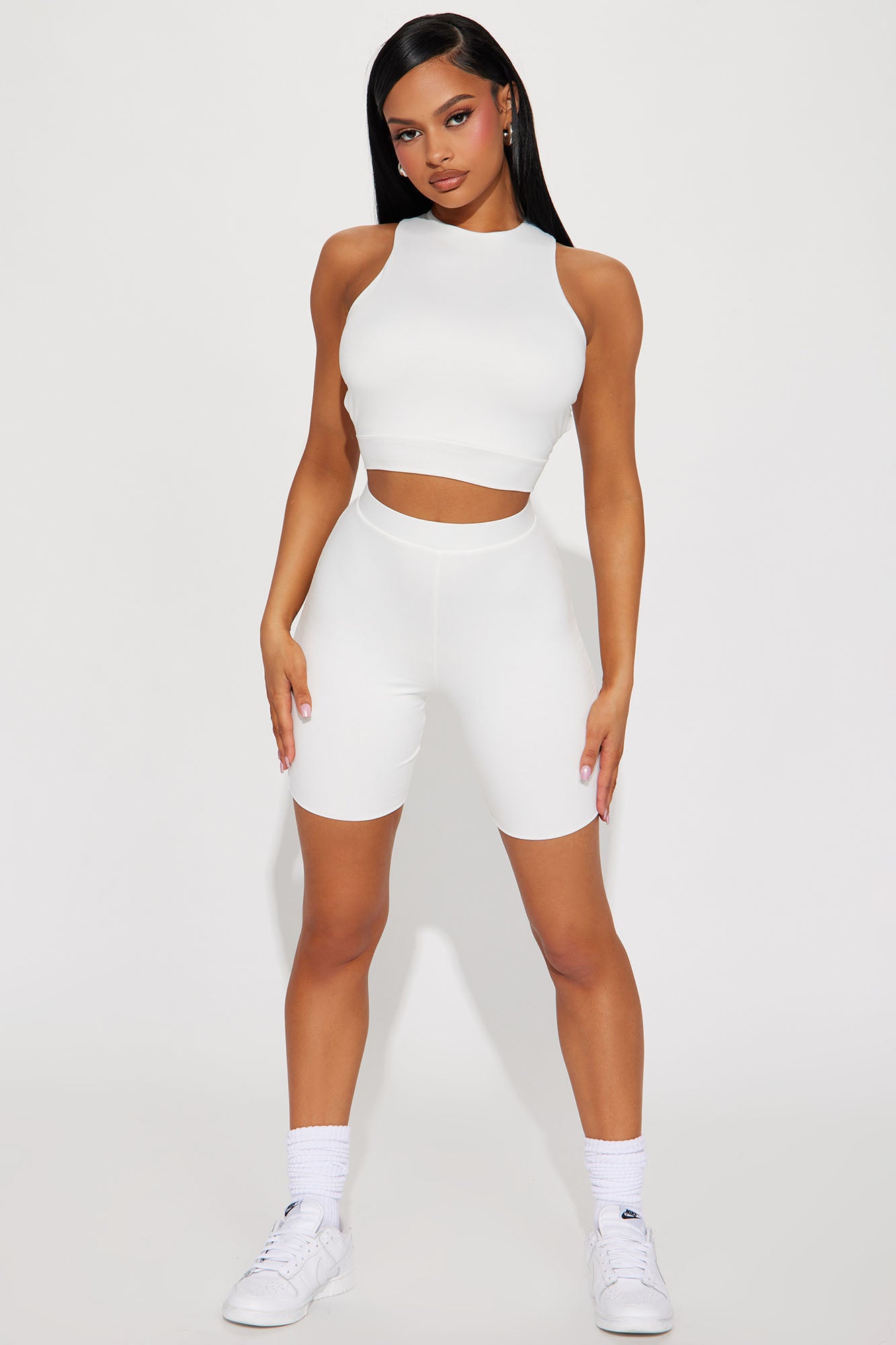 Emmie Biker Short Set White