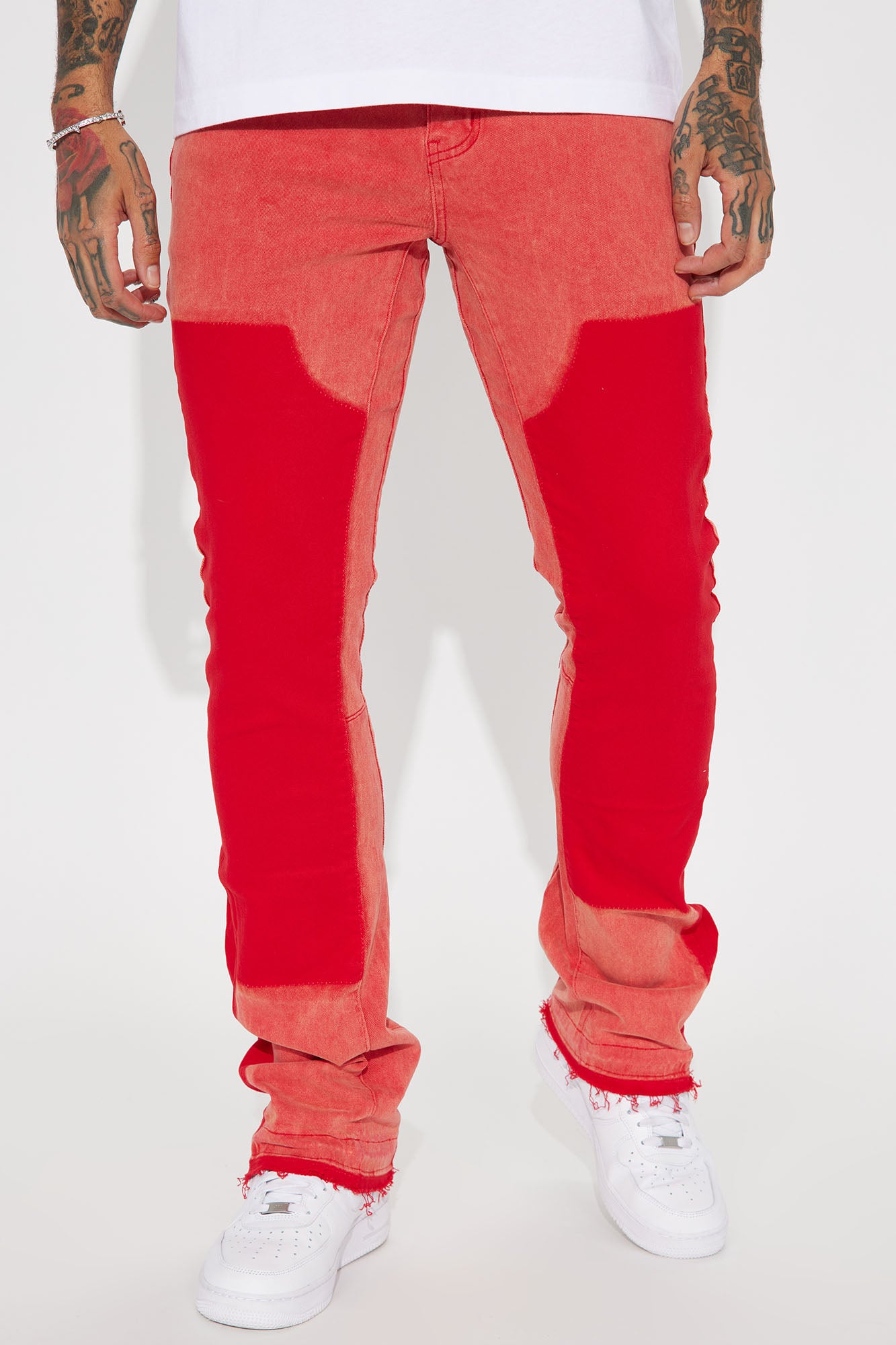 Hardwear Stacked Skinny Flare Jeans - Red, Fashion Nova, Mens Jeans