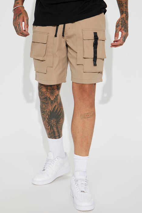 All Cap Utility Nylon Cargo Shorts Taupe Fashion Nova Mens