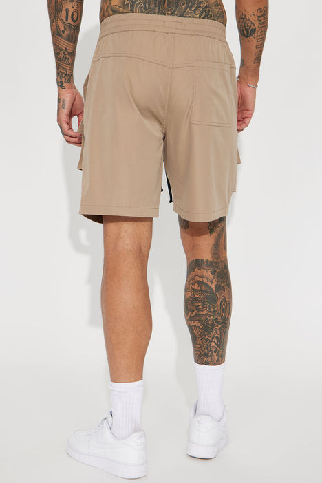All Cap Utility Nylon Cargo Shorts - Taupe, Fashion Nova, Mens Shorts