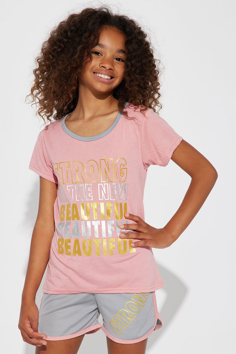 Mini Strong Is Beautiful Short Set - Mauve/combo | Fashion Nova, Kids ...