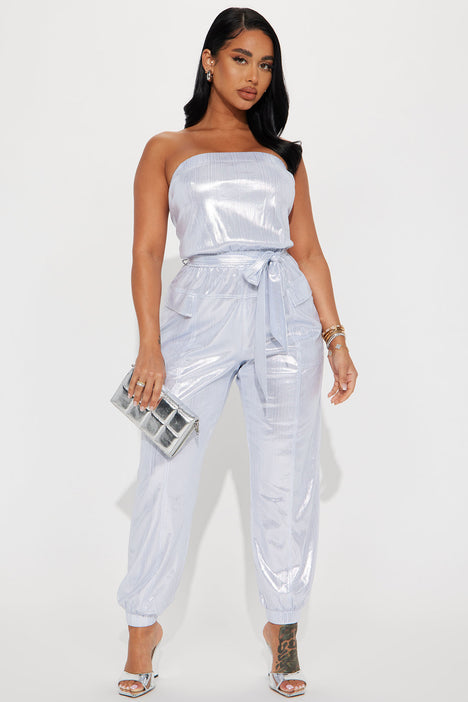 Shiny 2025 silver jumpsuit