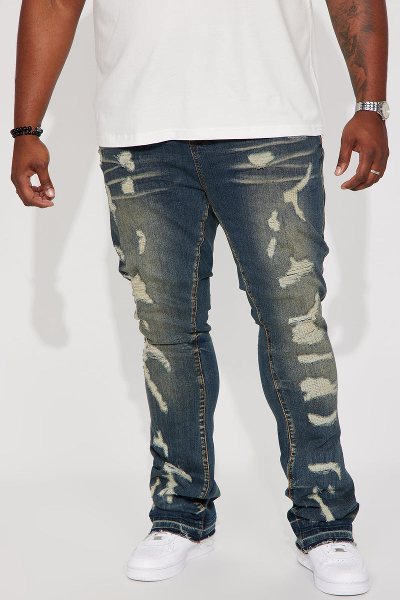 On The Scene Ripped Stacked Skinny Flare Jeans - Dark Wash | Fashion ...