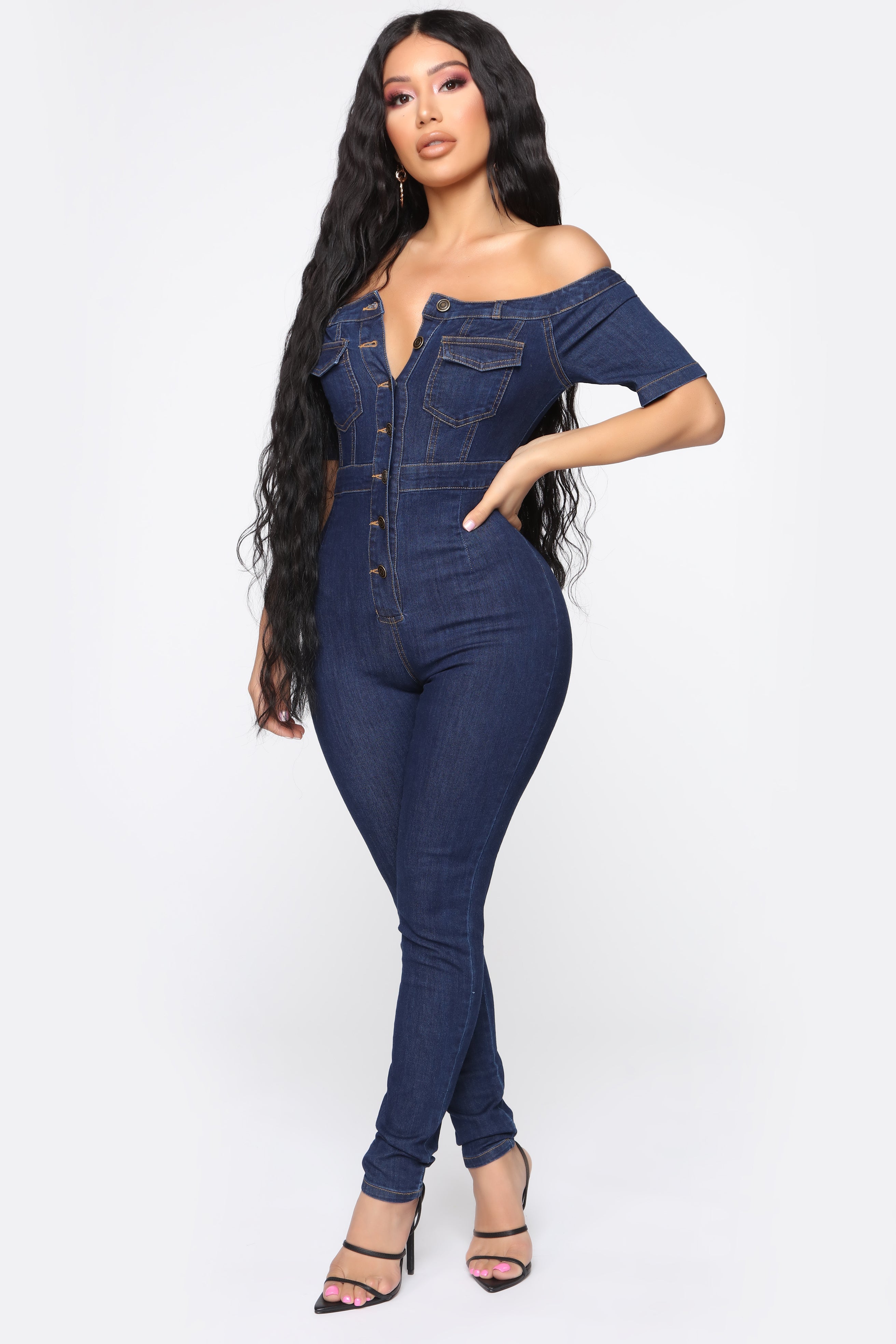 Off the shoulder on sale denim jacket fashion nova