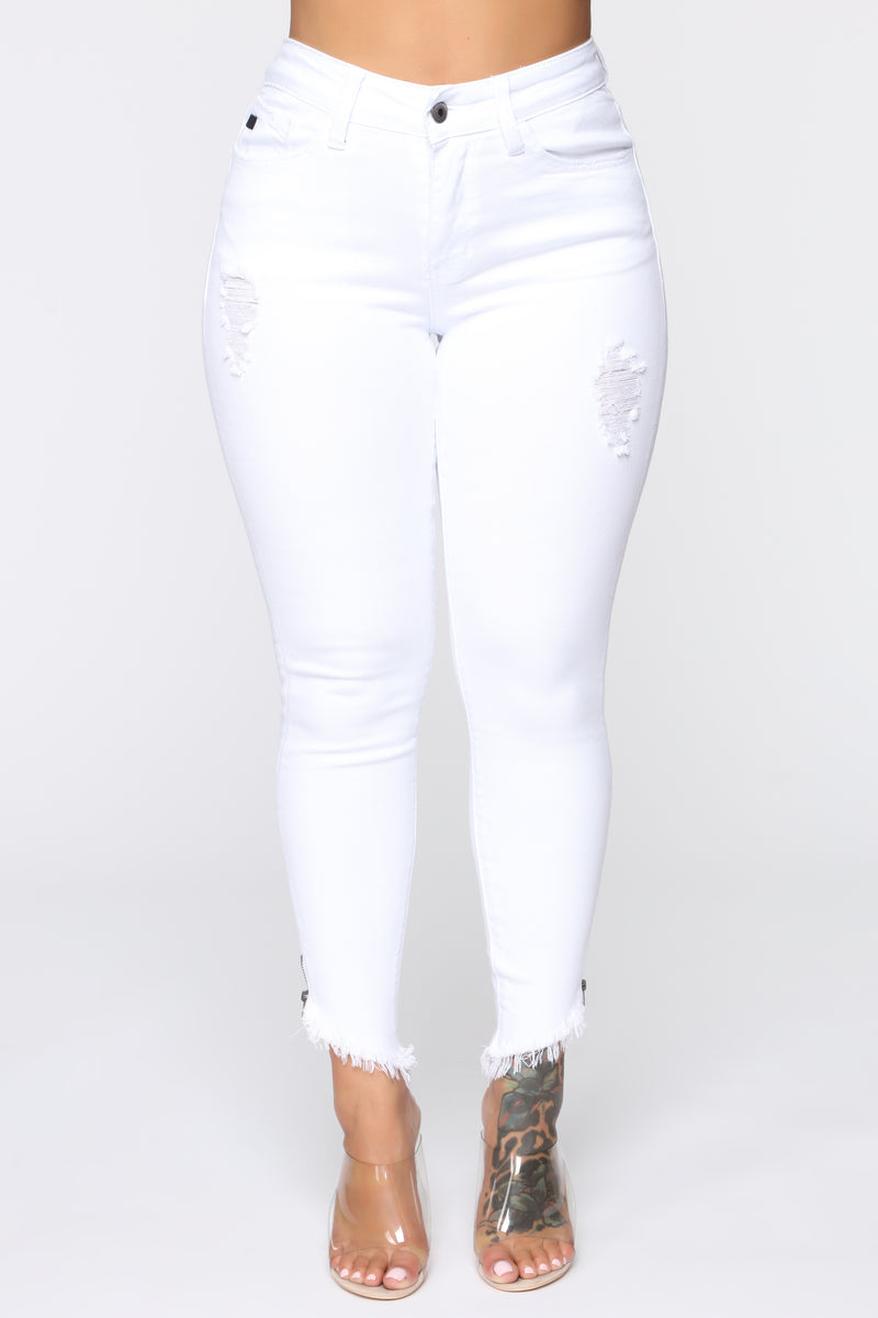 Blair Distressed Ankle Jeans - White | Fashion Nova, Jeans | Fashion Nova